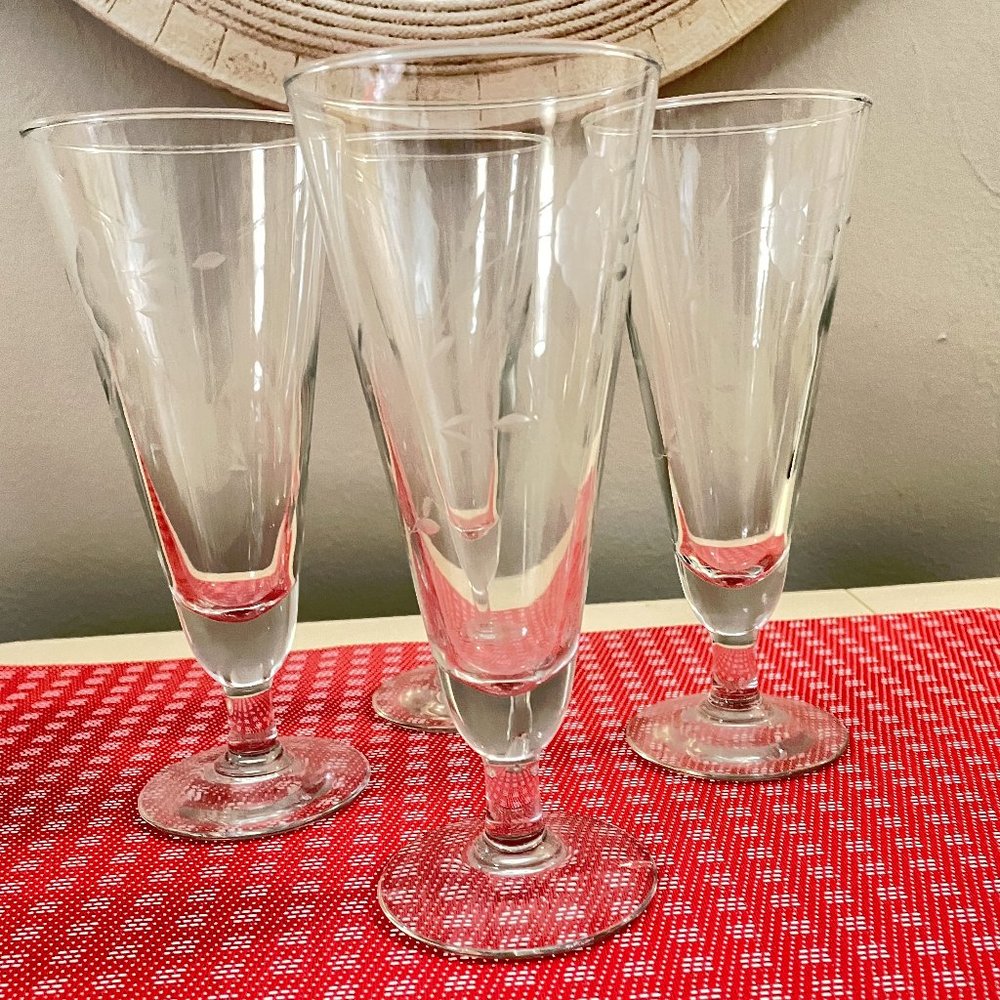 Princess House Heritage Crystal Pilsner 10oz Glass Set of 4 #442